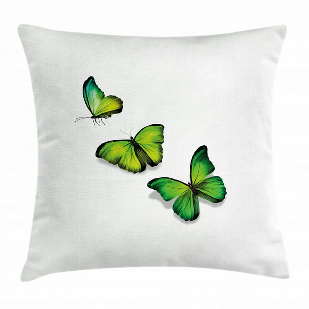 Multicolor Flowers and Butterflies Pretty White and Blue Iris Flowers and Buttefiies Throw Pillow 18x18 